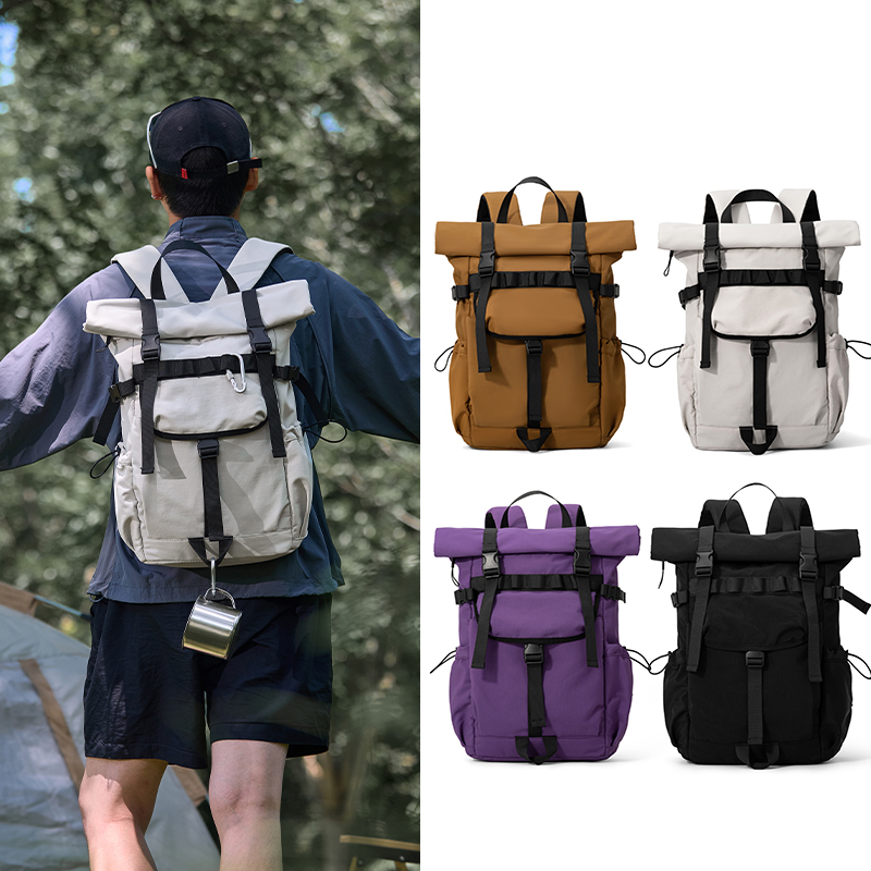 Laptop Bag Waterproof - 신형 남성용 롤탑 확장형 여행 백팩