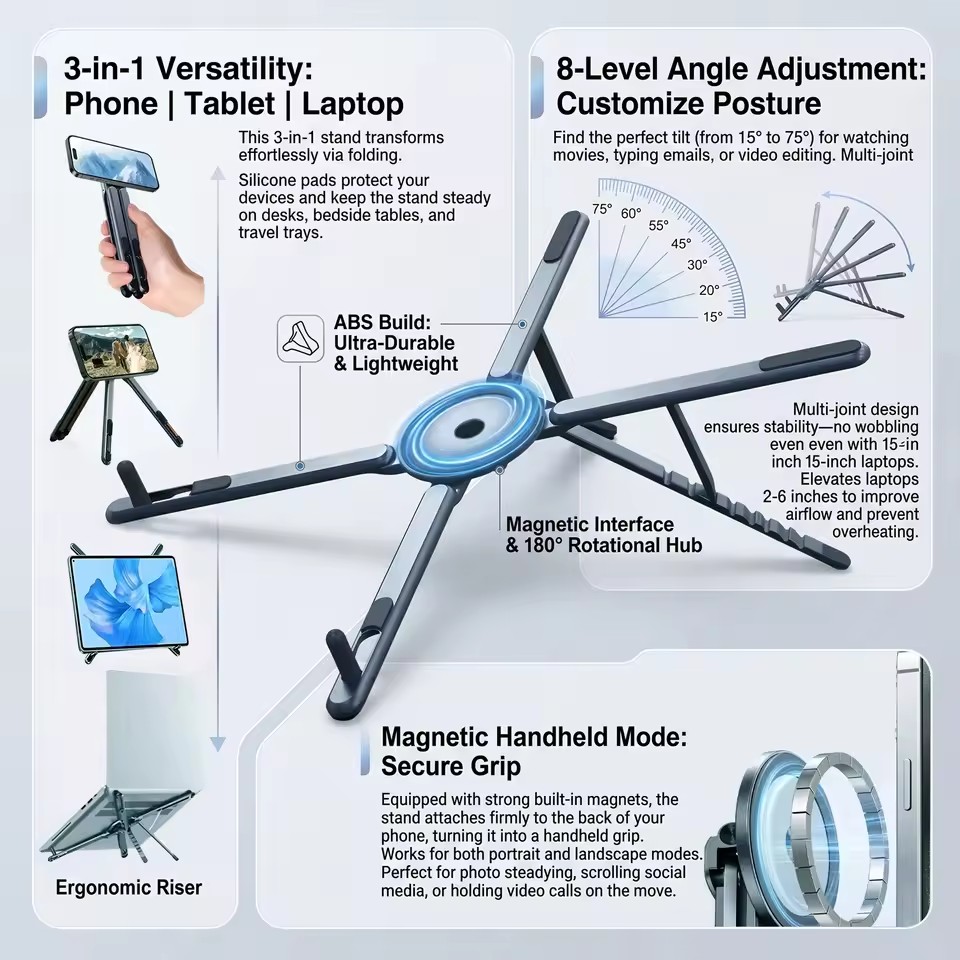 Laptop Accessories Table - 휴대용 자석식 폰 홀더 & 셀카봉
