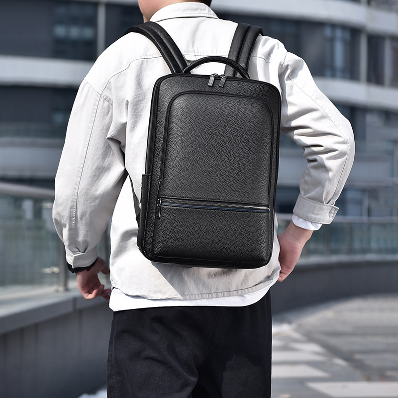 Laptop Accessories Travel Case - 남성용 PU 가죽 배낭, USB 충전,