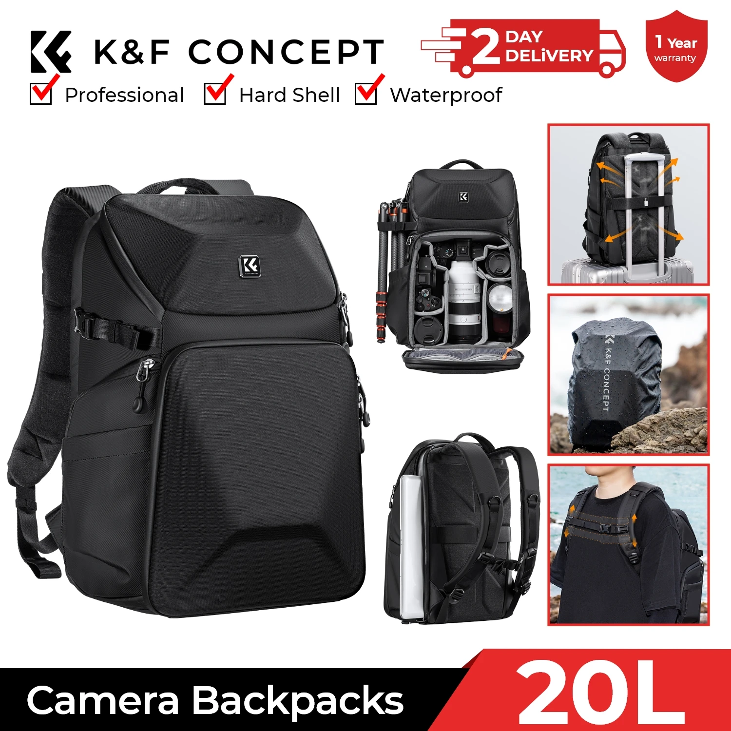 K&F CONCEPT 20L 카메라 백팩 방수 전면 하 - Laptop Bag Waterproof 리뷰 및 가격