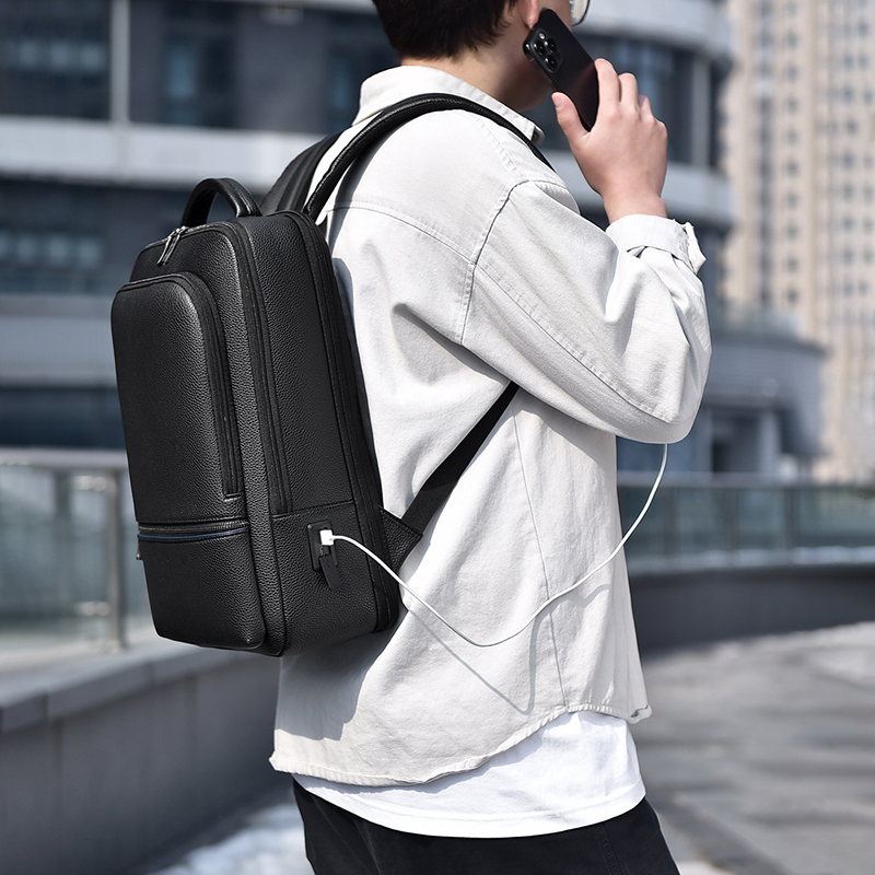 남성용 PU 가죽 배낭, USB 충전, 패션 이그제큐티 - Laptop Accessories Travel Case 리뷰 및 가격