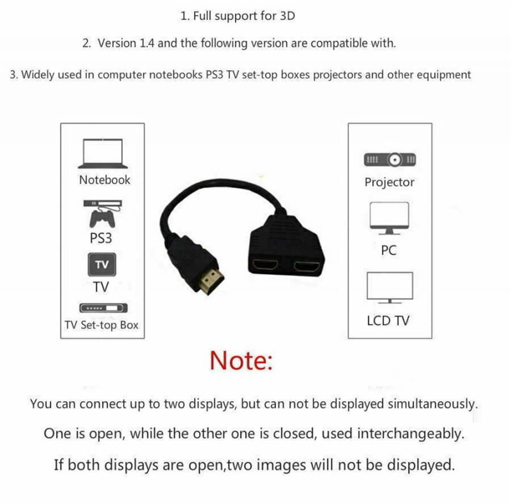 HDMI 호환 스플리터 어댑터 케이블 1개 남성용-2개 - Xbox Laptop Accessories 리뷰 및 가격